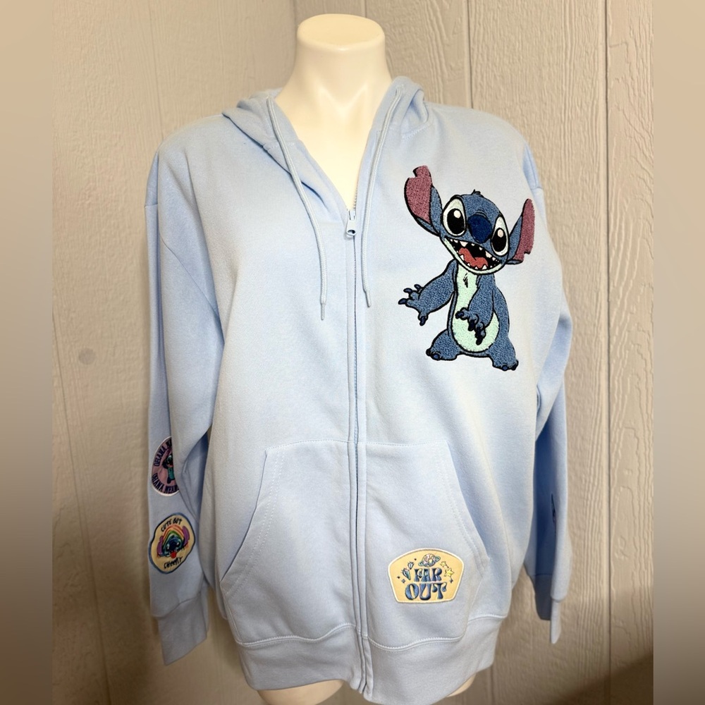 Disney Kids Light Blue Stitch Zip-Up Hoodie - Picture 2 of 9